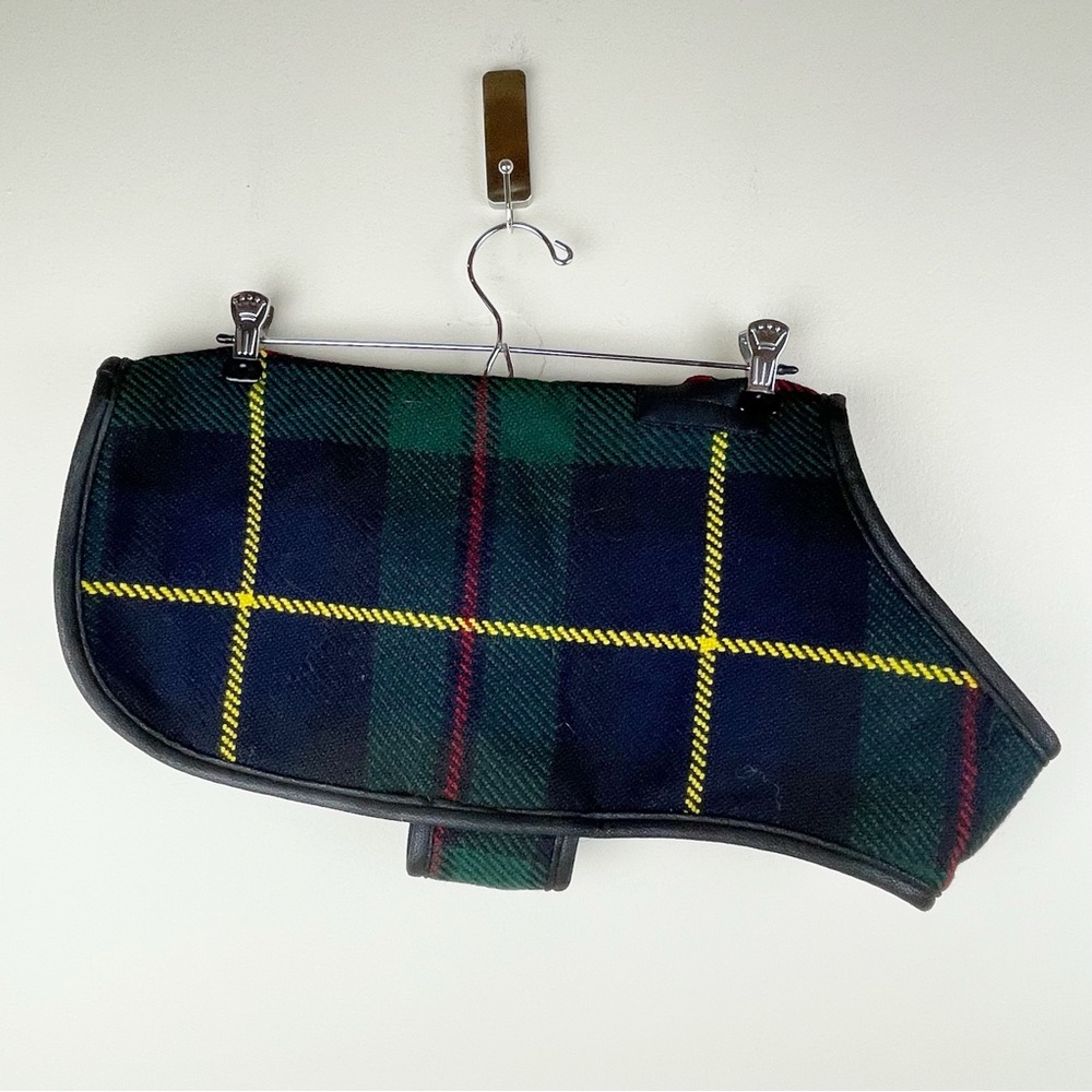 Chili Dog Navy Tartan Plaid Wool Blanket Dog Coat 15” x 9.5” - Picture 7 of 10